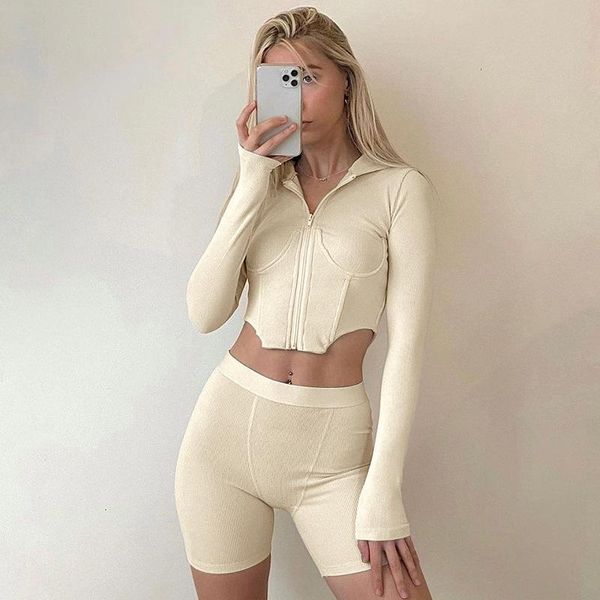 women's tracksuits 2 piece set skinny long sleeve crop + biker shorts outfits streetwear casual sportswear knitted tracksuit women, Gray
women's tracksuits 2 piece set skinny long sleeve crop + biker shorts outfits streetwear casual sportswear knitted tracksuit women, Gray