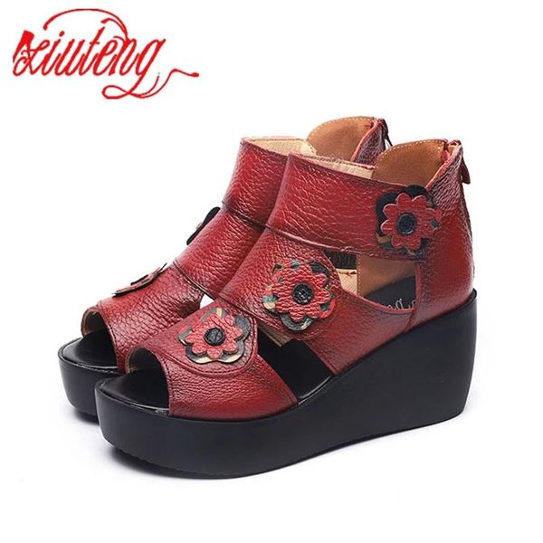 sandals xiuteng women wedges peep toe front zipper gladiator genuine leather casual platform summer shoes, Black
sandals xiuteng women wedges peep toe front zipper gladiator genuine leather casual platform summer shoes, Black
