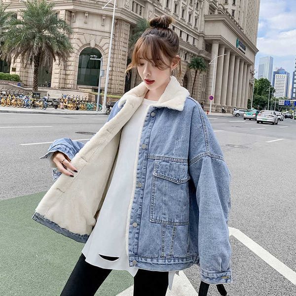 denim et women's korean version loose autumn winter late autumn 2021 plush thickened lamb wool lamb wool, Black;brown
denim et women's korean version loose autumn winter late autumn 2021 plush thickened lamb wool lamb wool, Black;brown