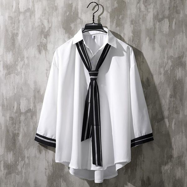 men's casual shirts grunge shirt trend summer ruffian handsome hong kong style men three-quarter sleeves korean goth loose, White;black
men's casual shirts grunge shirt trend summer ruffian handsome hong kong style men three-quarter sleeves korean goth loose, White;black