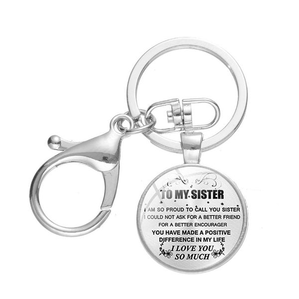 letter to my sister simple style keychain i am so proud to call you sister glass round pendant meaningful gift for family, Silver
letter to my sister simple style keychain i am so proud to call you sister glass round pendant meaningful gift for family, Silver