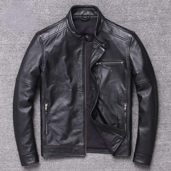 men's leather & faux men 2021 autumn winter genuine jackets clothes real fit cow coats male stand collar short overcoiat w577, Black
men's leather & faux men 2021 autumn winter genuine jackets clothes real fit cow coats male stand collar short overcoiat w577, Black