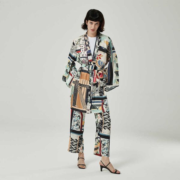 two piece set women printed kimono robe & wide leg trousers chic lady fashion casual vintage oversized outfit 210930, White
two piece set women printed kimono robe & wide leg trousers chic lady fashion casual vintage oversized outfit 210930, White