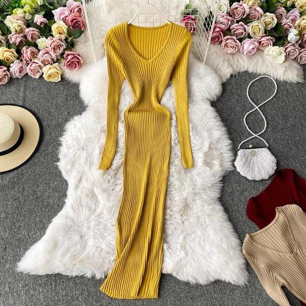 casual dresses women autumn winter knitted dress v neck slim elastic oversized basic bodycon long knit warm sweater, Black;gray
casual dresses women autumn winter knitted dress v neck slim elastic oversized basic bodycon long knit warm sweater, Black;gray