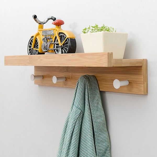 bamboo floating wall shelves with 4 hooks entryway shelf hanging coat for living room bathroom ornaments display rack
bamboo floating wall shelves with 4 hooks entryway shelf hanging coat for living room bathroom ornaments display rack