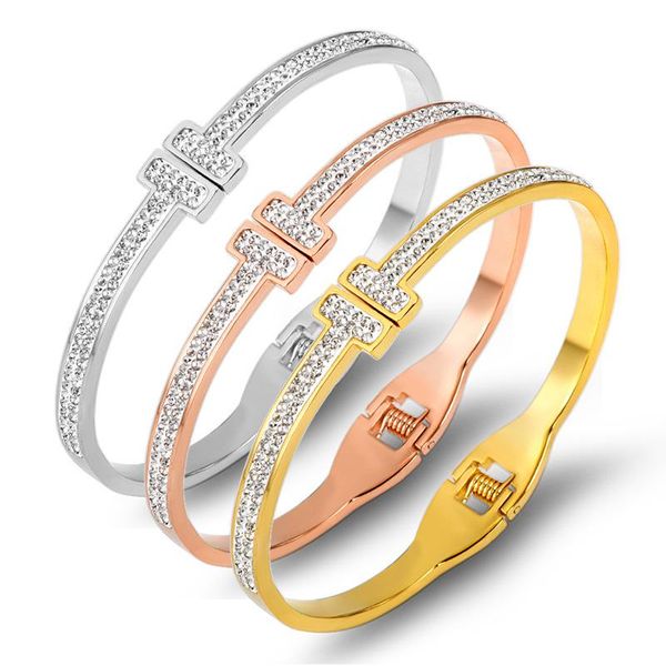 bangle gioio 2021 titanium steel double t diamond bracelet women fashion open buckle spring factory wholesale, Black
bangle gioio 2021 titanium steel double t diamond bracelet women fashion open buckle spring factory wholesale, Black
