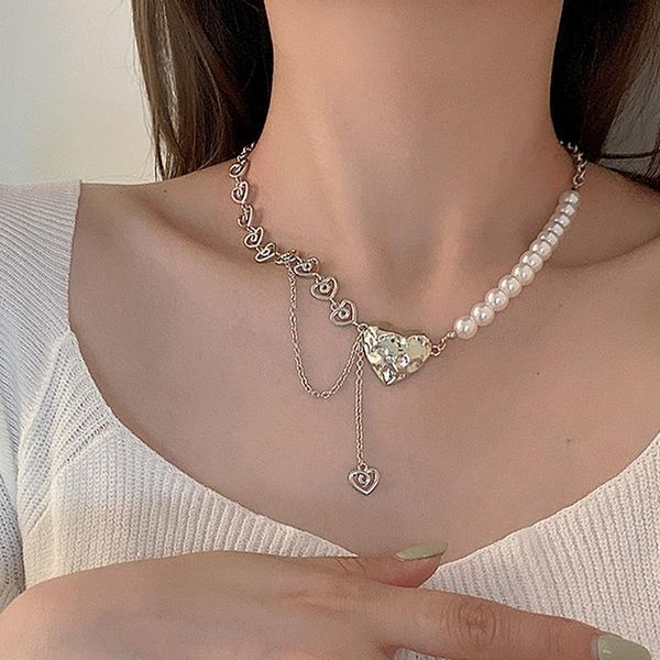 pendant necklaces u-magical textured love heart imitation pearl beaded necklace for women asymmetry hollow tassel chain jewelry, Silver
pendant necklaces u-magical textured love heart imitation pearl beaded necklace for women asymmetry hollow tassel chain jewelry, Silver