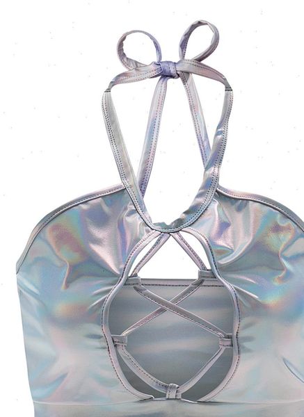 2021 six color halter hollow out bandage shiny pole dance clubwear camisole exotic tank lacing camisole, White
2021 six color halter hollow out bandage shiny pole dance clubwear camisole exotic tank lacing camisole, White