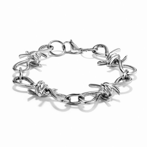 link, chain stainless steel hip hop thistles and thorns men women punk rock bracelet bangle jewelry gift for him, Black
link, chain stainless steel hip hop thistles and thorns men women punk rock bracelet bangle jewelry gift for him, Black