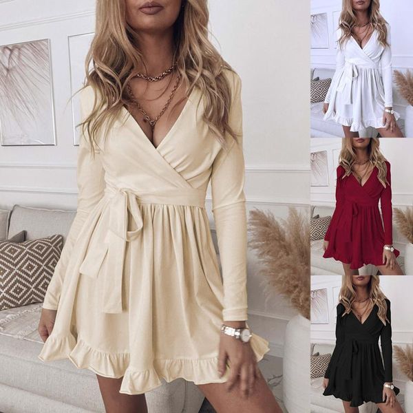 casual dresses women fashion party wedding long sleeve with belt dress, Black;gray
casual dresses women fashion party wedding long sleeve with belt dress, Black;gray