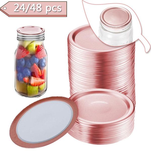 kitchen storage & organization 24/48 pcs mason jar lids rose gold leak proof reusable seals rings canning regular mouth cover supplies
kitchen storage & organization 24/48 pcs mason jar lids rose gold leak proof reusable seals rings canning regular mouth cover supplies