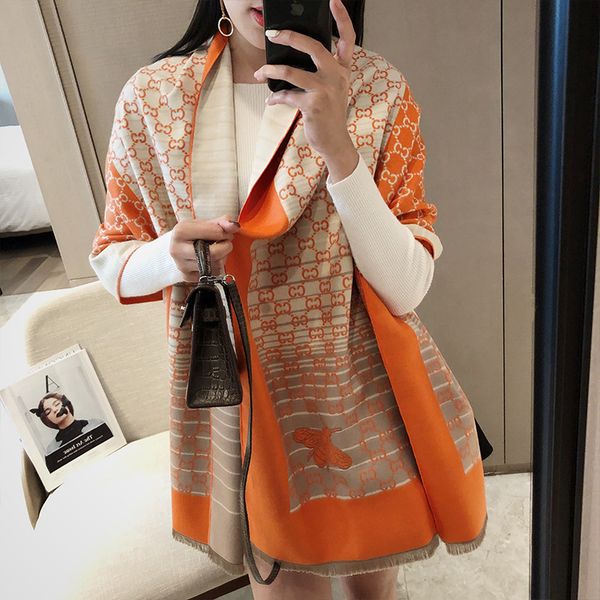 scarf female new imitation cashmere little bee letter gradient shawl for warmth, thickening and lengthening double-sided, Blue;gray
scarf female new imitation cashmere little bee letter gradient shawl for warmth, thickening and lengthening double-sided, Blue;gray