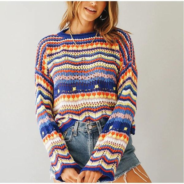 women's sweaters women sweater pullovers long sleeve hollow colorful stripes stitching female knit spring autumn jumpers sueter mujer, White;black
women's sweaters women sweater pullovers long sleeve hollow colorful stripes stitching female knit spring autumn jumpers sueter mujer, White;black