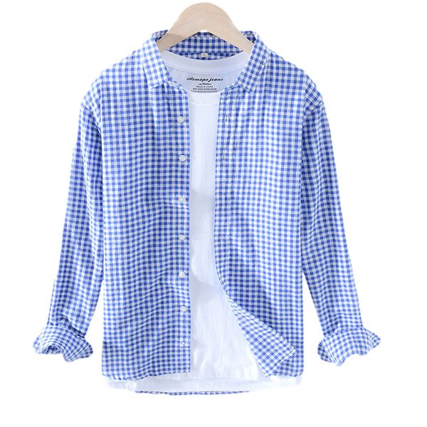 2021 new long sleeves plaid shirt for man cotton casual linen turn-down collar summer japanese fashion retro clothes mord, White
2021 new long sleeves plaid shirt for man cotton casual linen turn-down collar summer japanese fashion retro clothes mord, White
