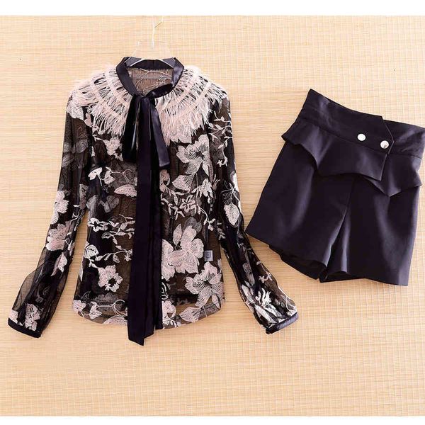 casual dresses dress high-end spring summer women 2 pieces fashion set embroidery mesh shirt + black shorts elegant lady suit p4e6, Black;gray
casual dresses dress high-end spring summer women 2 pieces fashion set embroidery mesh shirt + black shorts elegant lady suit p4e6, Black;gray