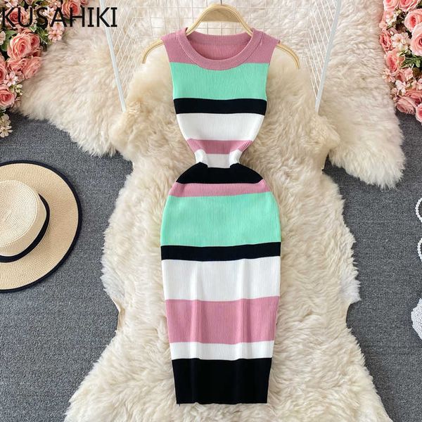 kusahiki korean hit color striped knitted dresses sleeveless o-neck slim bodycorn dress summer sweater vestidos 6j150 210602, Black;gray
kusahiki korean hit color striped knitted dresses sleeveless o-neck slim bodycorn dress summer sweater vestidos 6j150 210602, Black;gray