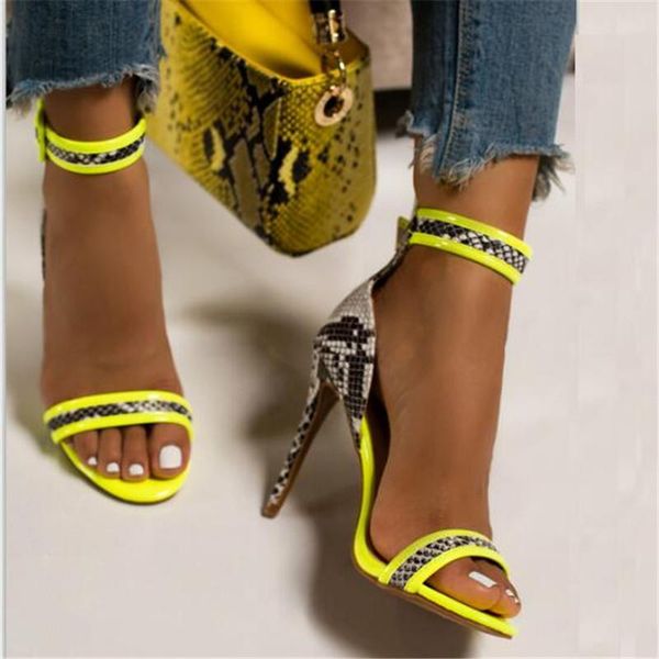 sandals 2021 summer women ankle strap snake print thin heel fashion open toed ladies shoes party dress 11.5cm pumps, Black
sandals 2021 summer women ankle strap snake print thin heel fashion open toed ladies shoes party dress 11.5cm pumps, Black