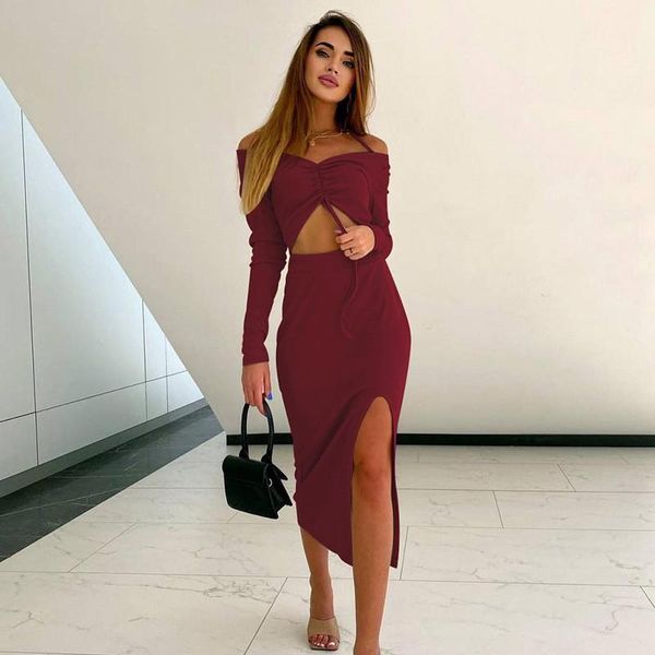 casual dresses autumn dress women halter long sleeve drawstring hollow out midi solid skinny female vestidos, Black;gray
casual dresses autumn dress women halter long sleeve drawstring hollow out midi solid skinny female vestidos, Black;gray