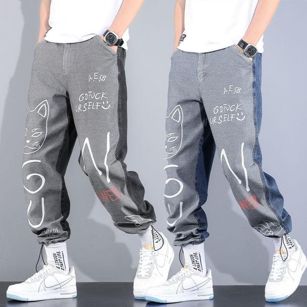 men's pants harem jeans 2021 fashion streetwear grey blue patchwork letter print loose jogging denim pant, Black
men's pants harem jeans 2021 fashion streetwear grey blue patchwork letter print loose jogging denim pant, Black