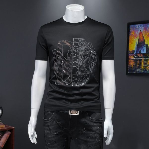 men's polos korean fashion print drilling sleeve t shirt camiseta club party cloth homme manga short tee men u0if, White;black
men's polos korean fashion print drilling sleeve t shirt camiseta club party cloth homme manga short tee men u0if, White;black