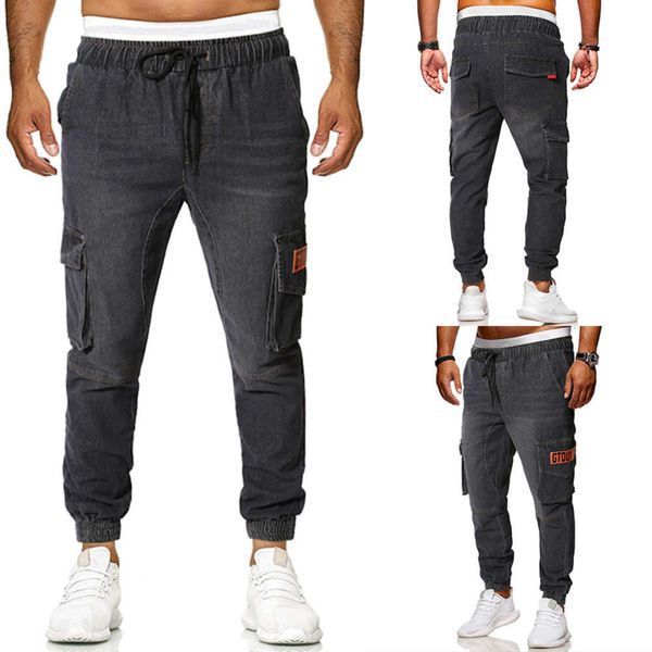 autumn and winter 2021 new men's casual loose fitting jeans, Black