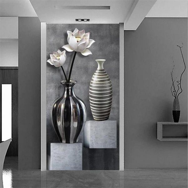 wallpapers custom self adhesive wallpaper 3d po murals black white lotus vase porch aisle corridor background papel de pared waterproof
wallpapers custom self adhesive wallpaper 3d po murals black white lotus vase porch aisle corridor background papel de pared waterproof