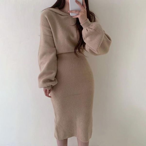 casual dresses korean style women dress solid color gray simple hooded bodycon kintted sweater lazy office lady robes, Black;gray
casual dresses korean style women dress solid color gray simple hooded bodycon kintted sweater lazy office lady robes, Black;gray