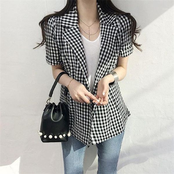 women's suits & blazers hzirip geometric ol lady chic 2021 plaid casual femme short sleeves sweet all-match coats, White;black
women's suits & blazers hzirip geometric ol lady chic 2021 plaid casual femme short sleeves sweet all-match coats, White;black