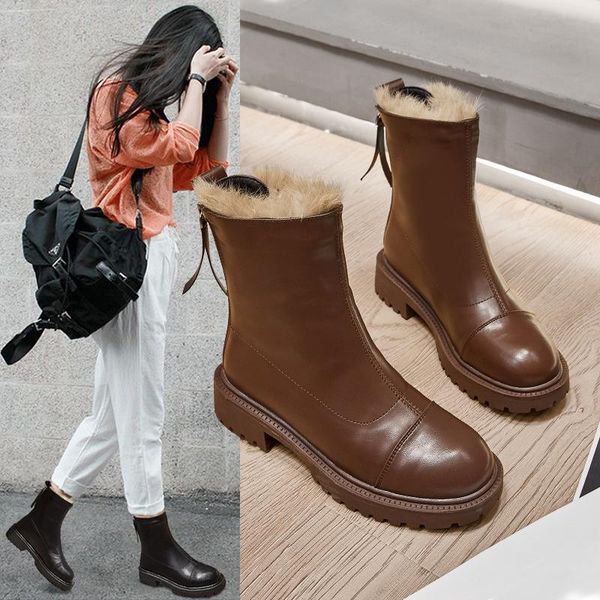 dress shoes snow boots women 2021 autumn winter versatile fur integrated short plush thickened cotton, Black
dress shoes snow boots women 2021 autumn winter versatile fur integrated short plush thickened cotton, Black