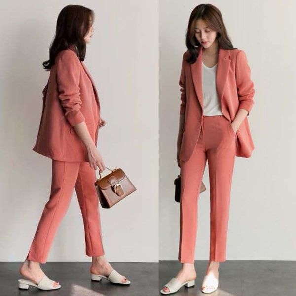 women's two piece pants 2021 spring autumn loose korean version one buckle casual professional formal wear female fashion small suit, White
women's two piece pants 2021 spring autumn loose korean version one buckle casual professional formal wear female fashion small suit, White