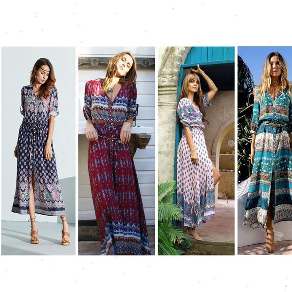 s 5xl bohemia maxi woman print dress female v neck summer beach vestidos women loose floral retro party long dresses, Black;gray
s 5xl bohemia maxi woman print dress female v neck summer beach vestidos women loose floral retro party long dresses, Black;gray