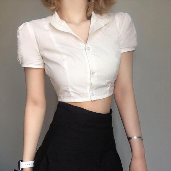 women's blouses & shirts 2021 spring summer short women fashion solid color sleeve slim chemises female cotton p211, White
women's blouses & shirts 2021 spring summer short women fashion solid color sleeve slim chemises female cotton p211, White