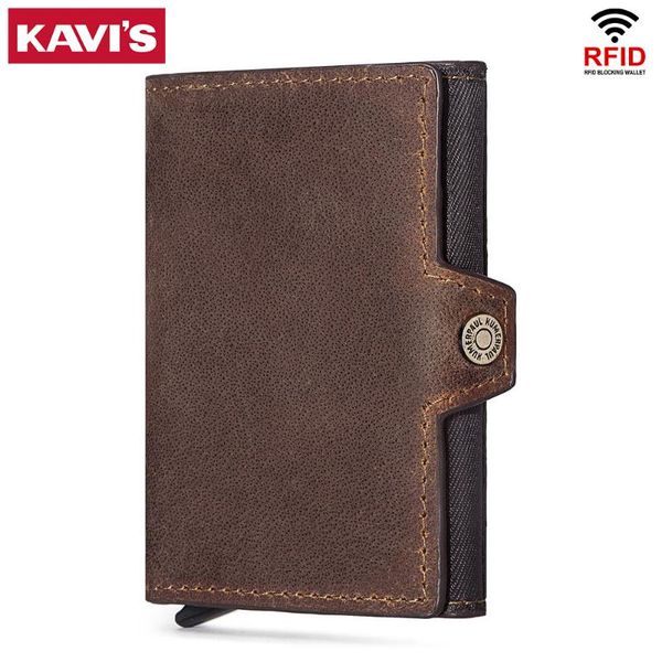 card holders kavis rfid leather holder men slim anti protect travel id cardholder small coin purse wallet metal case porte carte, Brown;gray
card holders kavis rfid leather holder men slim anti protect travel id cardholder small coin purse wallet metal case porte carte, Brown;gray
