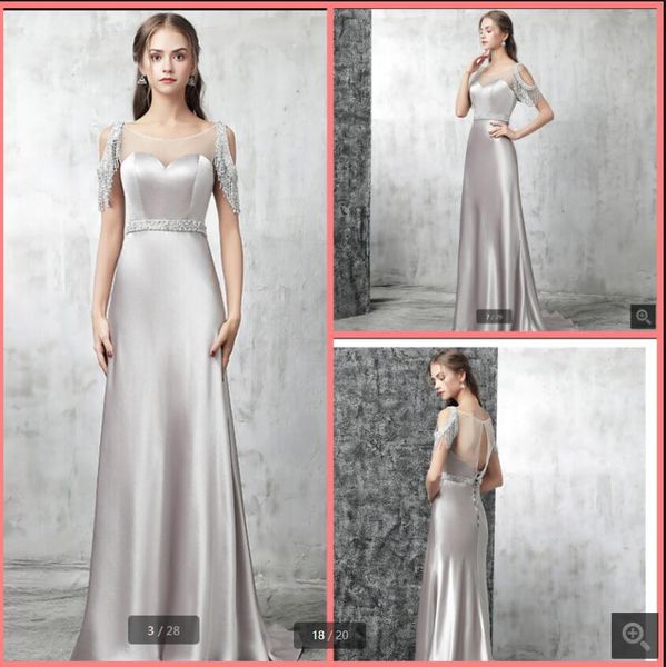 new arrival silver satin mermaid evening dress heavily beading crystals scoop neckline formal prom dresses off the shoulder long party gowns, Black
new arrival silver satin mermaid evening dress heavily beading crystals scoop neckline formal prom dresses off the shoulder long party gowns, Black
