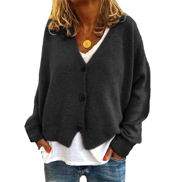 women sweaters cardigan solid bright color autumn winter long sleeve cardigan for women outwear knitted sweaters cardigan coat, Gray 
women sweaters cardigan solid bright color autumn winter long sleeve cardigan for women outwear knitted sweaters cardigan coat, Gray