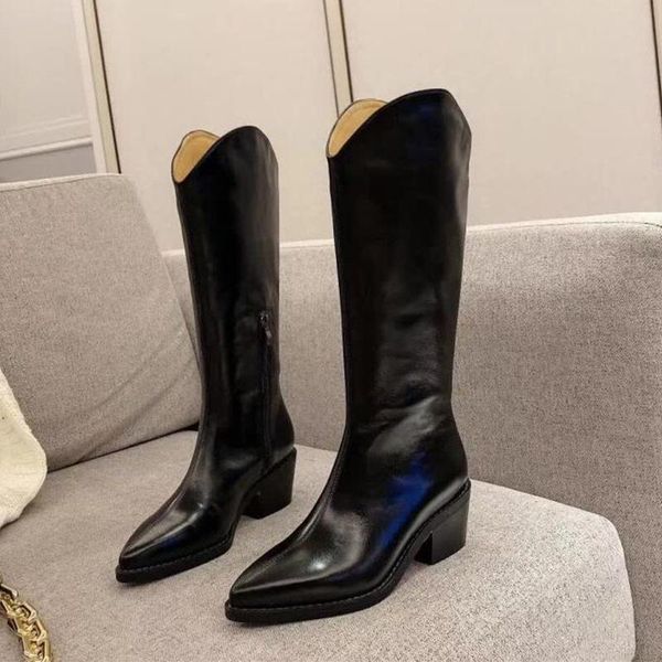 boots women style 2021 western cowboy knights pointed side zipper leather thick heel women's, Black
boots women style 2021 western cowboy knights pointed side zipper leather thick heel women's, Black