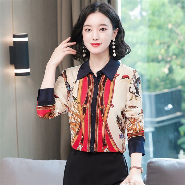 2021 printed runway silk satin shirts women long sleeve ladies designer blouses elegant classic office button for spring autumn winter, White
2021 printed runway silk satin shirts women long sleeve ladies designer blouses elegant classic office button for spring autumn winter, White