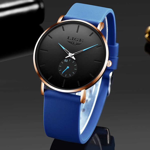 

relojes hombre lige fashion simple mens watches brand luxury waterproof quartz wrist watch for men's gft+box 210527, Slivery;brown