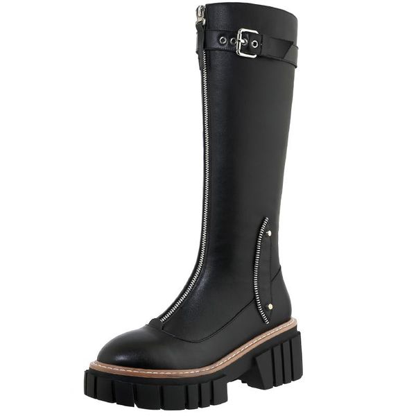 boots autumn winter knee-high boot shoe modern elegant fashion thick bottom women female brown platform zipper a59, Black
boots autumn winter knee-high boot shoe modern elegant fashion thick bottom women female brown platform zipper a59, Black