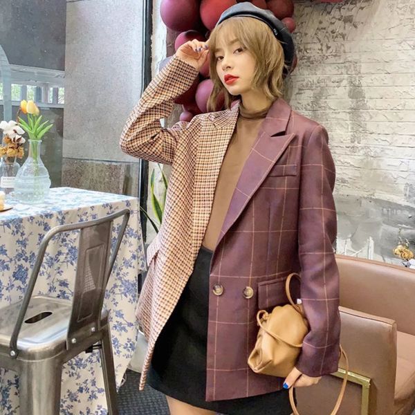2021 spring autumn new long sleeve patchwork plaid loose coat korea trend design outerwear hit color women blazer qz64016, Black;brown
2021 spring autumn new long sleeve patchwork plaid loose coat korea trend design outerwear hit color women blazer qz64016, Black;brown