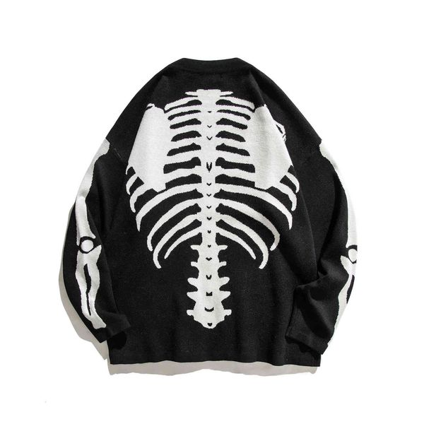 men's sweaters skeleton bone jacquard fashion cardigan streetwear harajuku casual sweater men clothing winter coat retro loose couple h, White;black
men's sweaters skeleton bone jacquard fashion cardigan streetwear harajuku casual sweater men clothing winter coat retro loose couple h, White;black