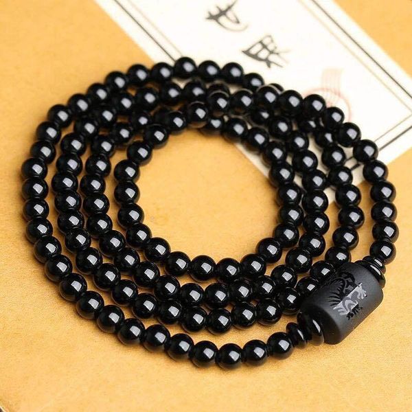 beaded, strands multi-layer obsidian bracelet buddhist prayer blessing healing stone ball beads jewelry frosted dragon pattern gifts, Black
beaded, strands multi-layer obsidian bracelet buddhist prayer blessing healing stone ball beads jewelry frosted dragon pattern gifts, Black