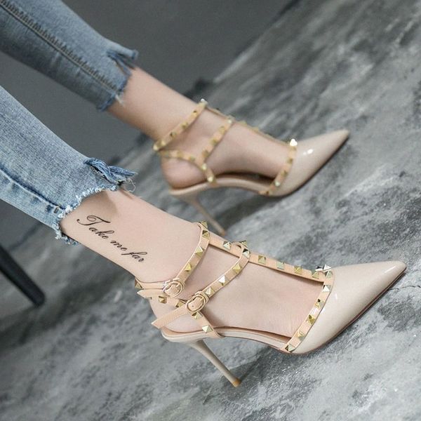 high-heeled shoes female fine sandals europe rivet baotou shoes yi zi kou strap tip super high heels t1av#, Black
high-heeled shoes female fine sandals europe rivet baotou shoes yi zi kou strap tip super high heels t1av#, Black