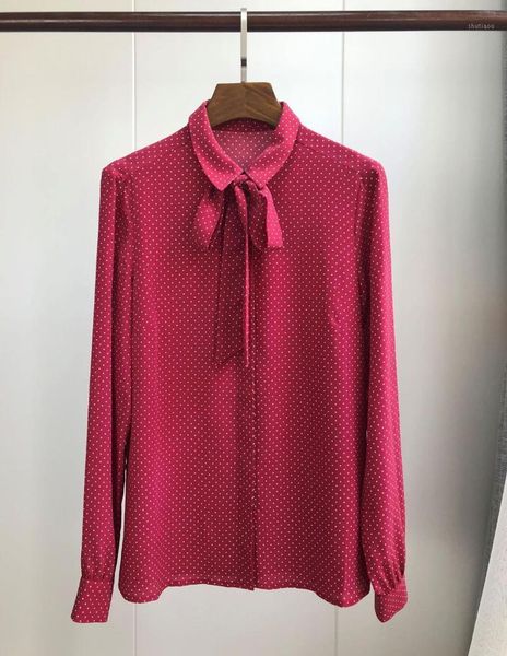 women's blouses & shirts women shirt 2021 early spring elegant red dot streamers heavy sand washed silk, White
women's blouses & shirts women shirt 2021 early spring elegant red dot streamers heavy sand washed silk, White