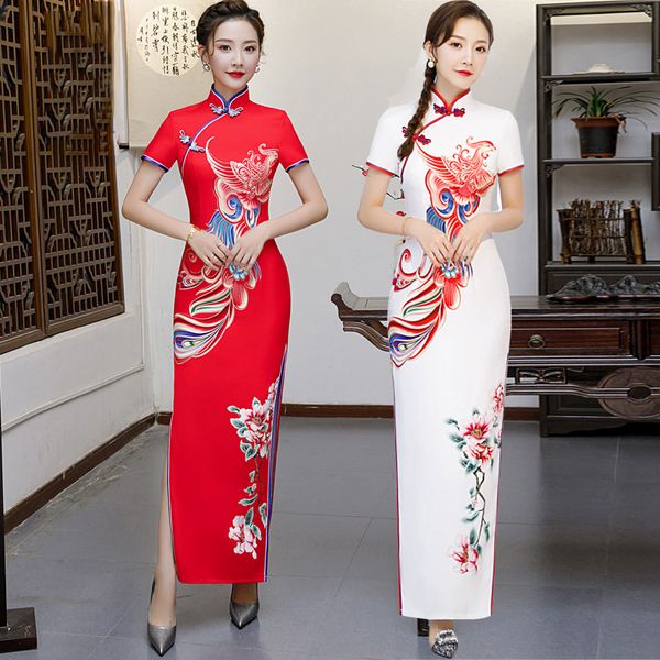 elegant chinese traditional phoenix printed satin mandarin collar cheongsam female party dress vintage qipao oversize 5xl, Red
elegant chinese traditional phoenix printed satin mandarin collar cheongsam female party dress vintage qipao oversize 5xl, Red