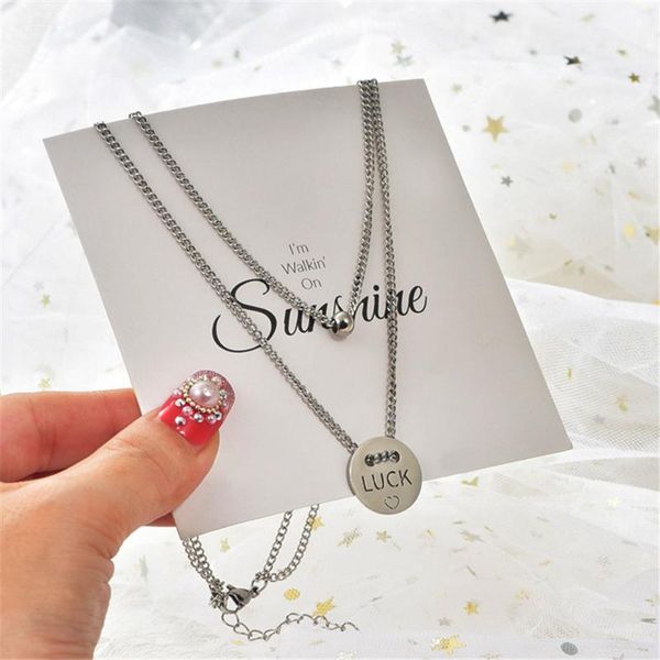 pendant necklaces 316l stainless steel double layer men and women couple love good luck necklace, Silver
pendant necklaces 316l stainless steel double layer men and women couple love good luck necklace, Silver
