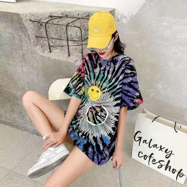 women's t-shirt color heavy industry tie-dye tide brand 2021 summer loose short-sleeved cotton shirt for women and men, White
women's t-shirt color heavy industry tie-dye tide brand 2021 summer loose short-sleeved cotton shirt for women and men, White