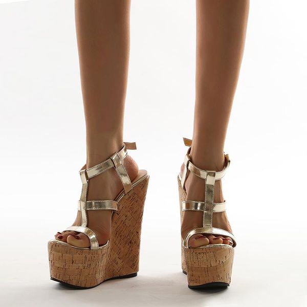 dress shoes gold heels sandals big size 42 women high heel summer party ladies footwear platform wedges, Black 
dress shoes gold heels sandals big size 42 women high heel summer party ladies footwear platform wedges, Black