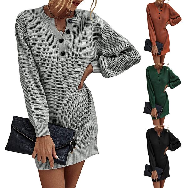 wholesale 2022 spring winter sweater dresses plus size women's long sleeve 1/4 button up knitted sweaters dress, Black;gray
wholesale 2022 spring winter sweater dresses plus size women's long sleeve 1/4 button up knitted sweaters dress, Black;gray