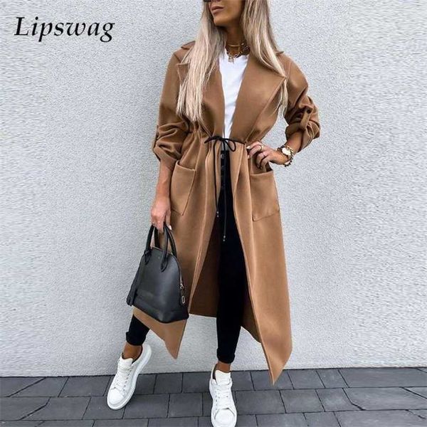 lady elegant drawstring lace-up office coats fashion turn-down collar long jacket casual pocket women loose outwear windbreaker 211018, Black
lady elegant drawstring lace-up office coats fashion turn-down collar long jacket casual pocket women loose outwear windbreaker 211018, Black